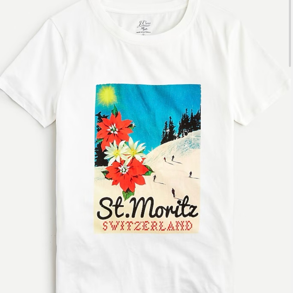 J. Crew White St. Moritz Graphic Tee